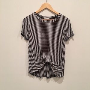 Striped tee shirt with knot detail